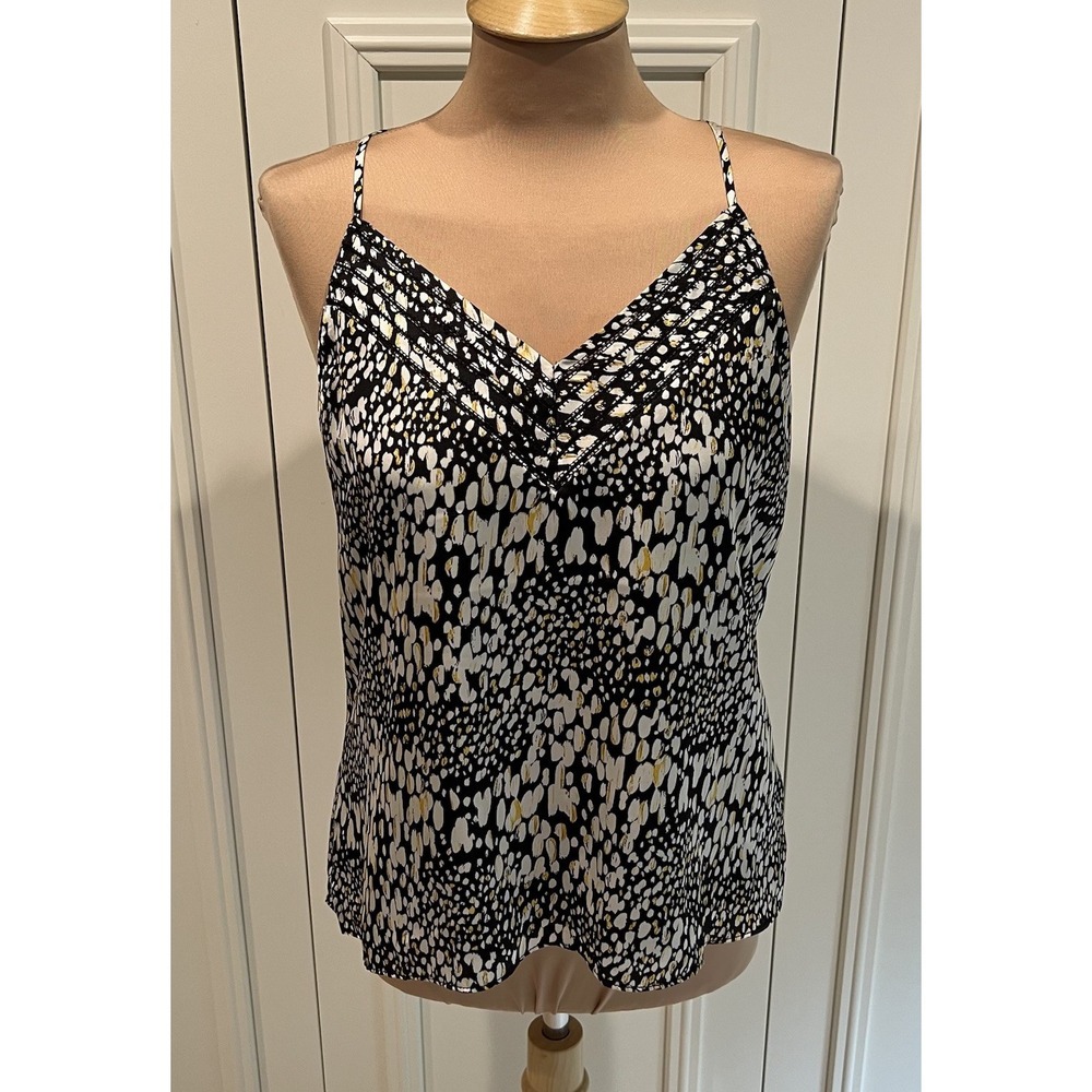 Evereve Roan & Ryan Cora Printed Cami Size Small Gold & Black Top Boho Layering - Picture 3 of 11